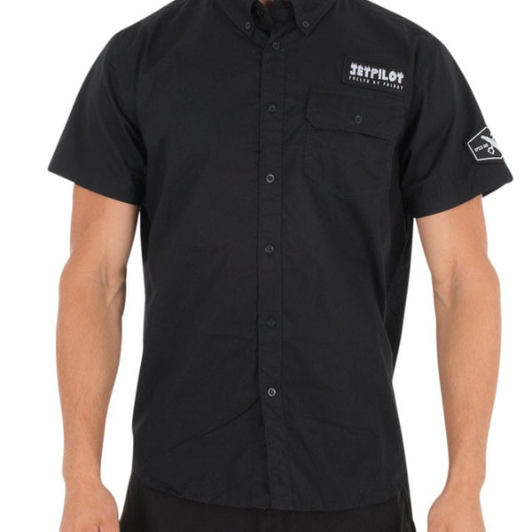 【売れ筋】 Jetpilot Goodtimes Men's Short Sleeve Shirt Black S17653 水上オートバイ用