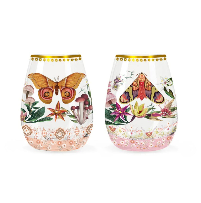 Field Trip Butterfly Mushrooms Tumbler Glasses Set of 2