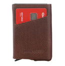 Leather Smart Card Holder Tab Wallet Brown 3643