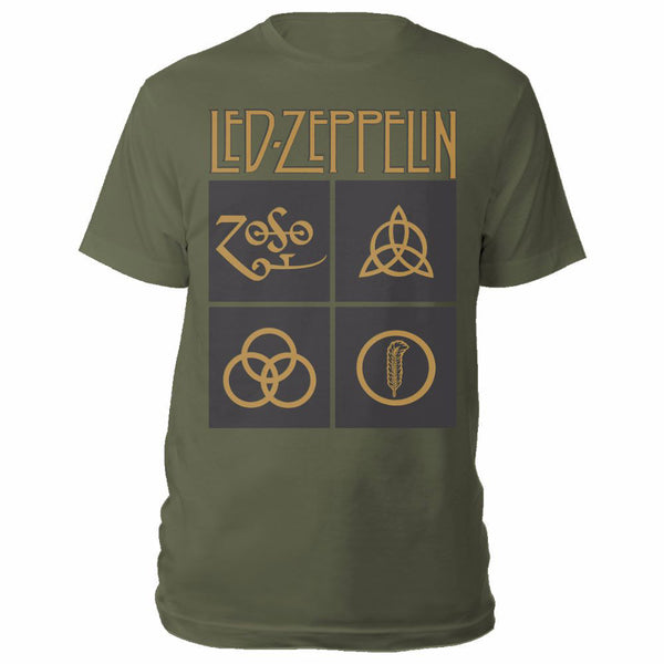Led Zeppelin Gold Symbols & Black Squares TShirt Famous Rock Shop Newcastle 2300 NSW Australia