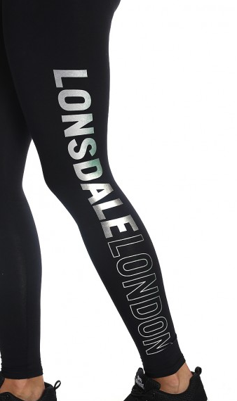 Lonsdale Women's Leggings Glitz Black Silver LL12243L