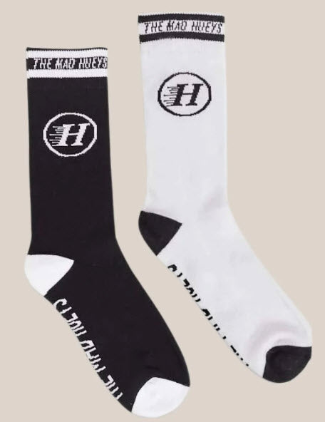 Mad Hueys Surf Fish Party 2PK Socks one size black white