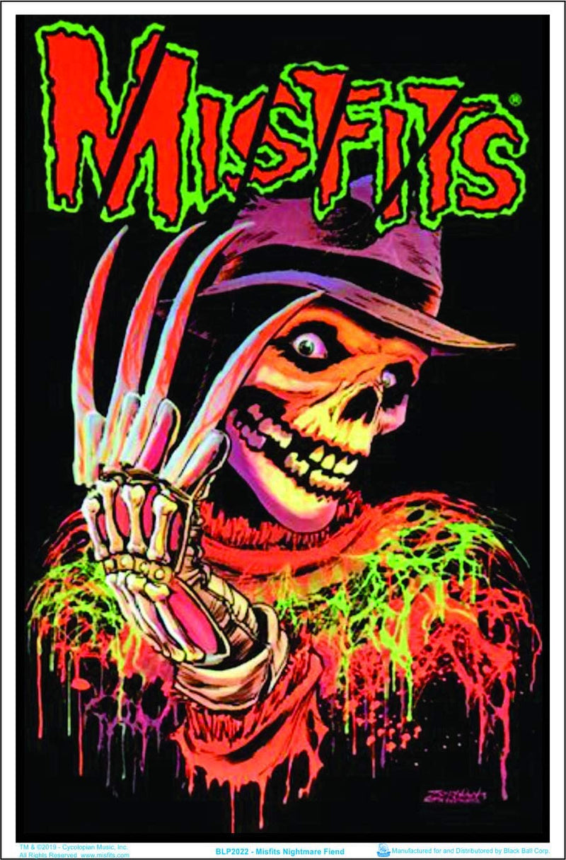 Misfits Nightmare Fiend Flocked Velvet Blacklight Poster