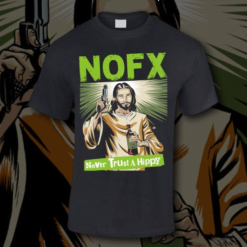 NOFX Never Trust a Hippy Black T-Shirt Famous Rock Shop Newcastle 2300 NSW Australia