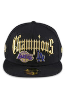 New Era 59 FIFTY Los Angeles Co Champs Lakers Dodgers Fitted Cap-Black