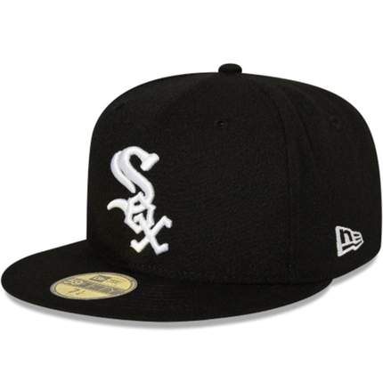 New Era 59Fifty MBL Chicago White Sox Fitted Cap Black Famousrockshop