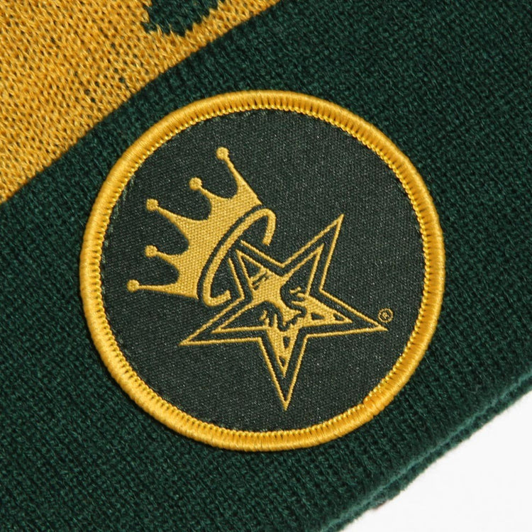 Obey Crowned Pom Pom Beanie Green Yellow