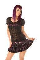 Purple Tarten Mini Skirt with Ribbon