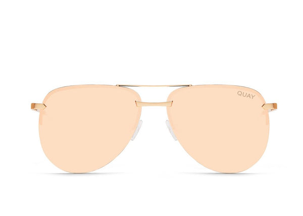 Quay Australia The Playa Mirrored Aviator Gold/ Pink Sunglasses