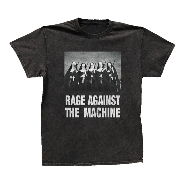 Rage Against The Machine Nuns And Guns Unisex Tee Black Vintage Wash