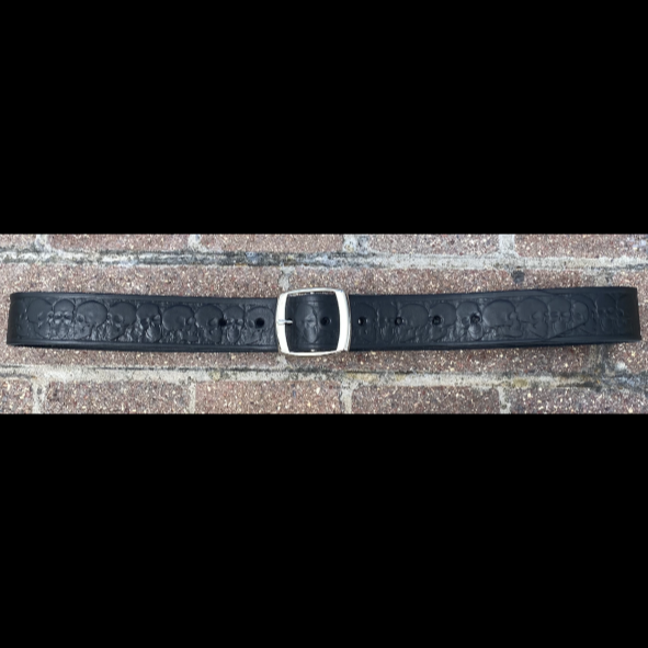 Real Leather Skulls Belt Black With Press Studs Made In Australia