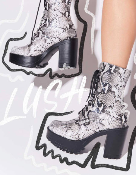 Roc Boots - Roc Boots -Lush - White Black Print Leather Boot