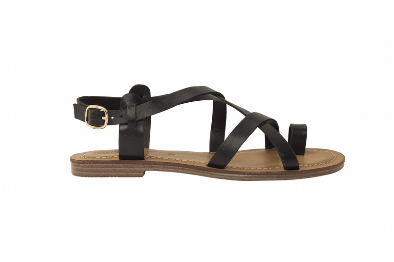 Roc Roman Black Leather Sandals