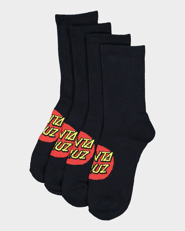 Santa Cruz Junior Youth Classic Dot Mid Socks Black 4 Pairs