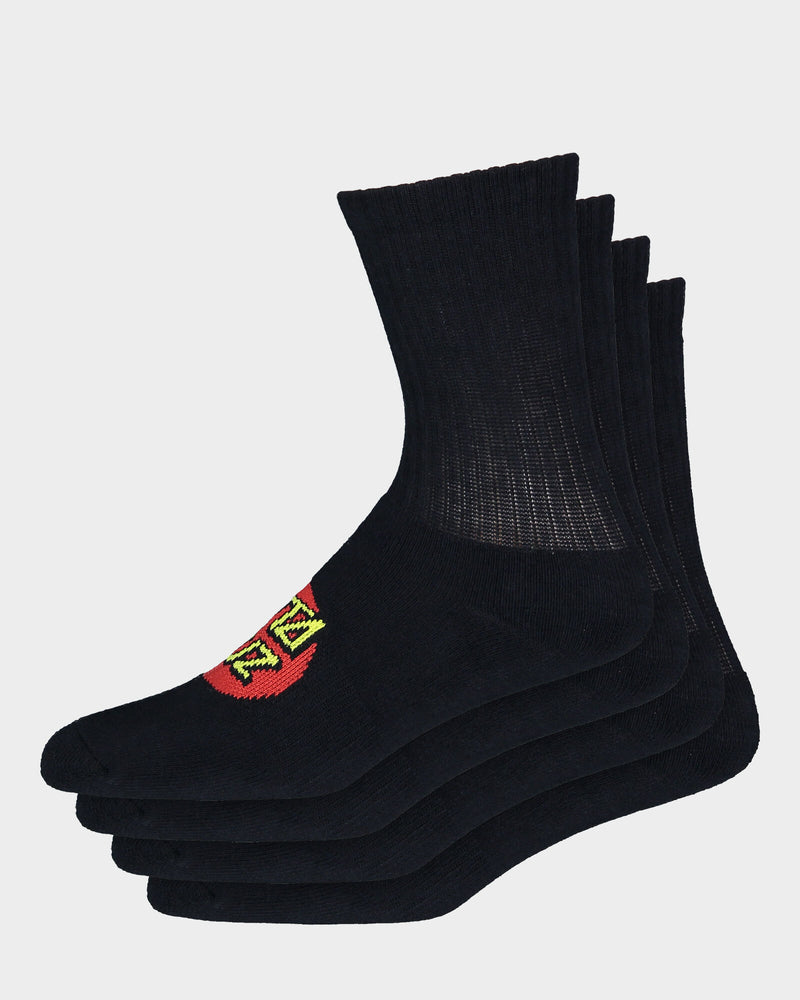 Santa Cruz Junior Youth Classic Dot Mid Socks Black 4 Pairs