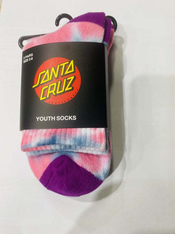 Santa Cruz  Crew Socks multi  2 Pairs Quarter Youth 2- 8 SB1221602