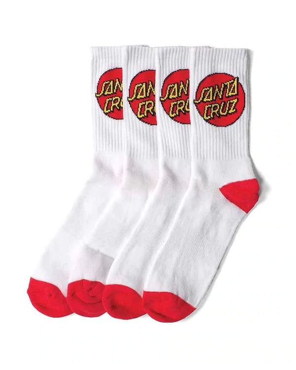 Santa Cruz Junior Youth Classic Dot Mid Socks White 4 Pairs SB1221601..