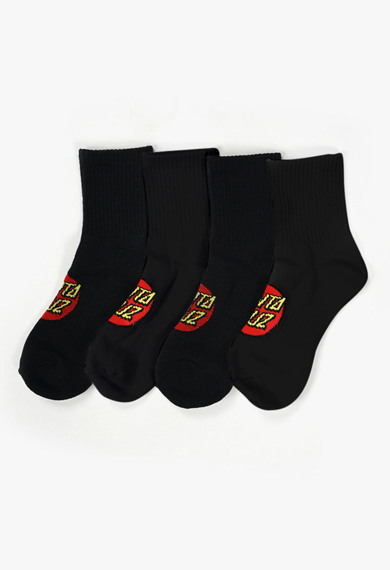 Santa Cruz Junior Youth Classic Dot Mid Socks Black 4 Pairs