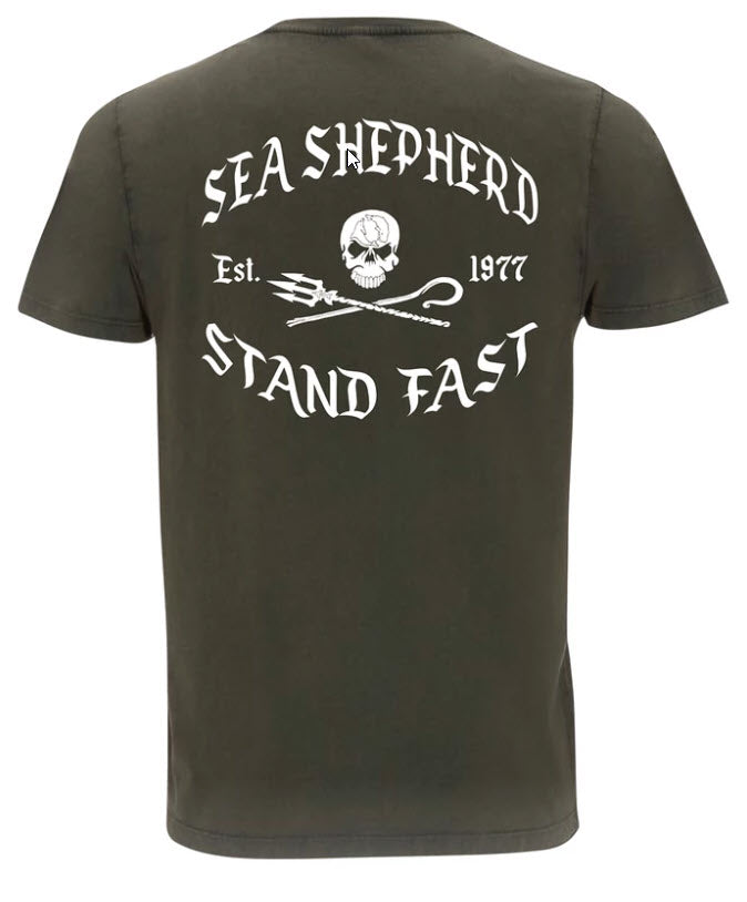 Sea Shepherd Standfast Great White Short Sleeve Tee Washed Green SSA911G