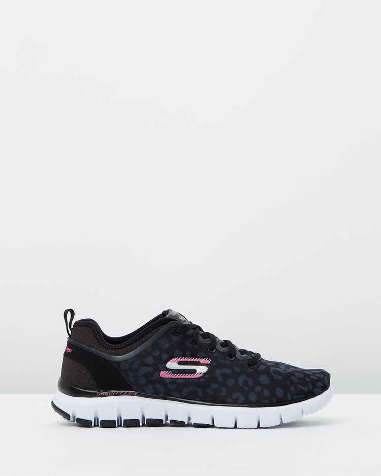 Skechers Flex Power Player Black Leopard Famous Rock Shop. 517 Hunter Street Newcastle, 2300 NSW Australia