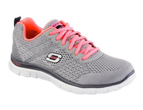 Skechers Flex Appeal Obvious Choice Light Grey Coral Memory Foam Famous Rock Shop. 517 Hunter Street Newcastle, 2300 NSW Australia