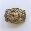 Solid Brass Belt Buckle Western Bull