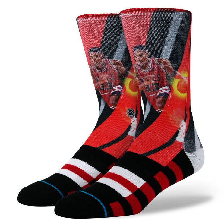 Stance Socks - Pippen - Trading Card M3150PIT BLR Black/Red  Size Men's L-XL (9-13)  Famous Rock Shop Newcastle, 2300 NSW Australia