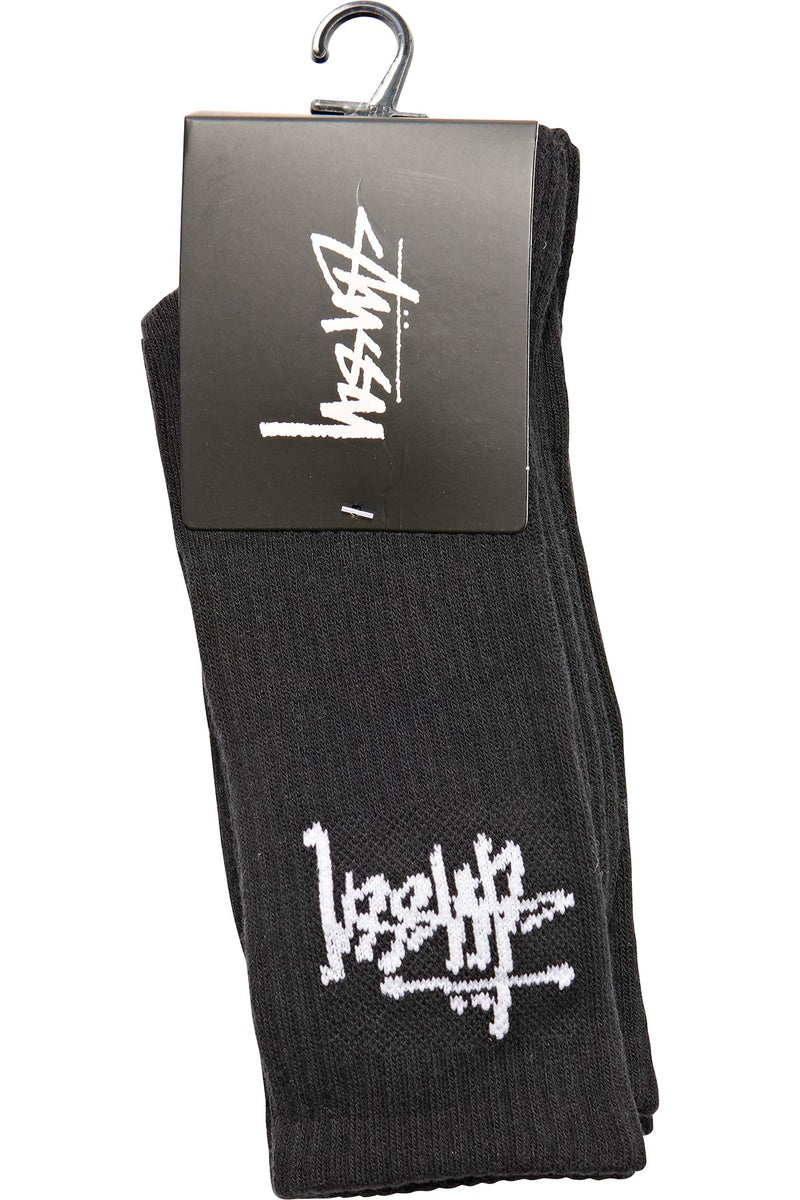 Stussy Men's Graffiti Crew Sock 3 Pack Black