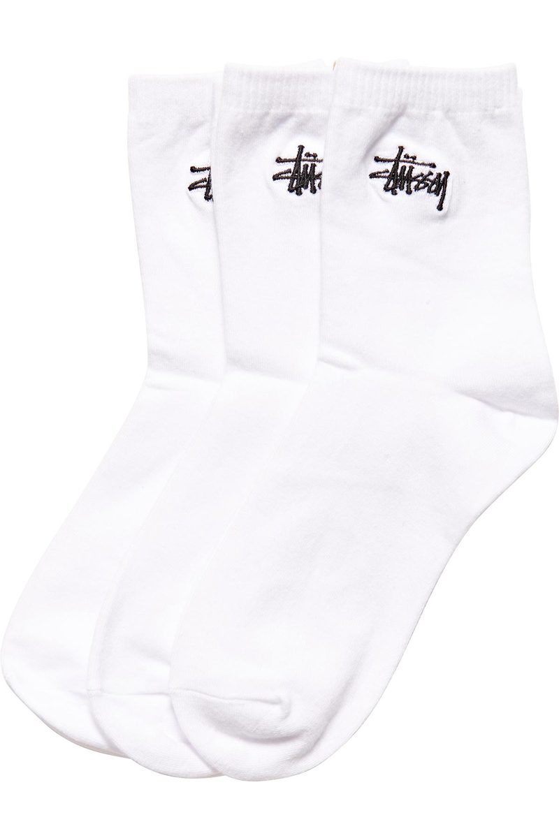 Stussy Women's Crew Socks 3pk White