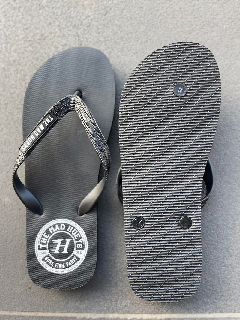 The Mad Hueys Surf Fish Party Black Thongs