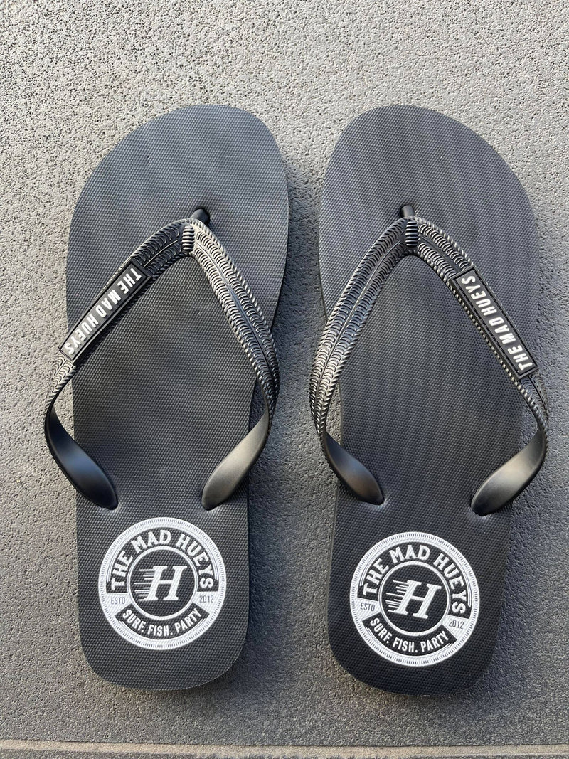 The Mad Hueys Surf Fish Party Black Thongs