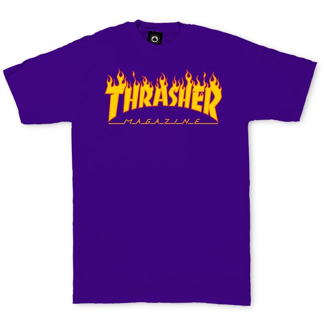 Thrasher Flame  Logo T Shirt Purple 14454 Famous Rock Shop Newcastle 2300 NSW Australia