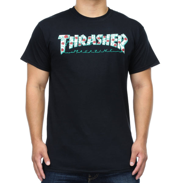 Thrasher Roses Tee Black Famous Rock Shop