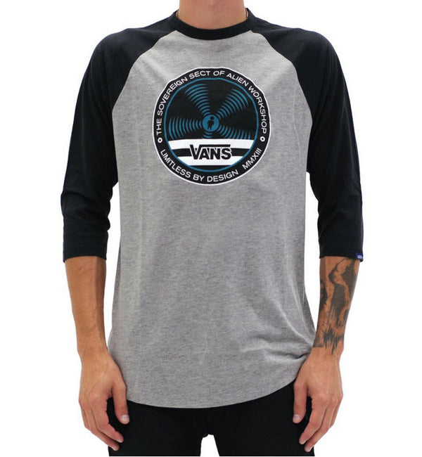 Alien Workshop Collection. 50% Cotton 50% Polyester 3/4 sleeve raglan with printed graphic on chest. Famous Rock Shop Newcastle 2300 NSW Australia 