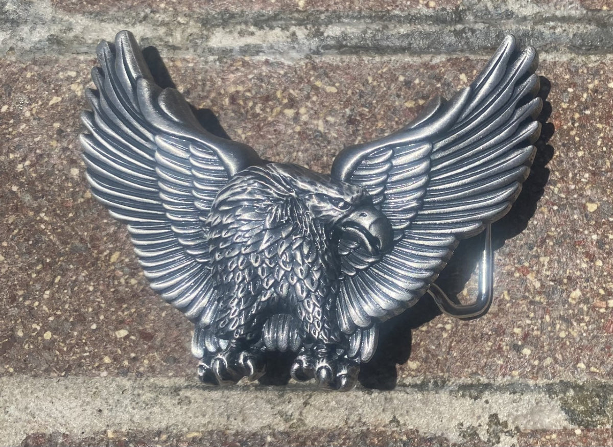 Vintage Silver Plated American Pride Wild Life Western Eagle Belt Buckle