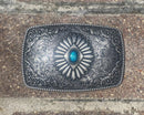 Vintage Silver Plated Southwest Enamel Totem Rectangle Belt Buckle