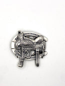 Belt Buckle - Vintage Silver Plated Western Saddle Horse Shoe 