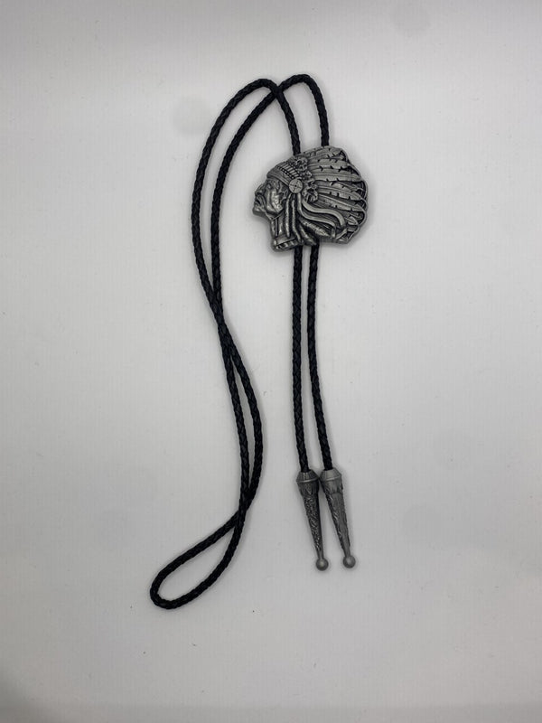 Vintage Western Chielf Feather Wedding Leather Necklace Bolo Tie