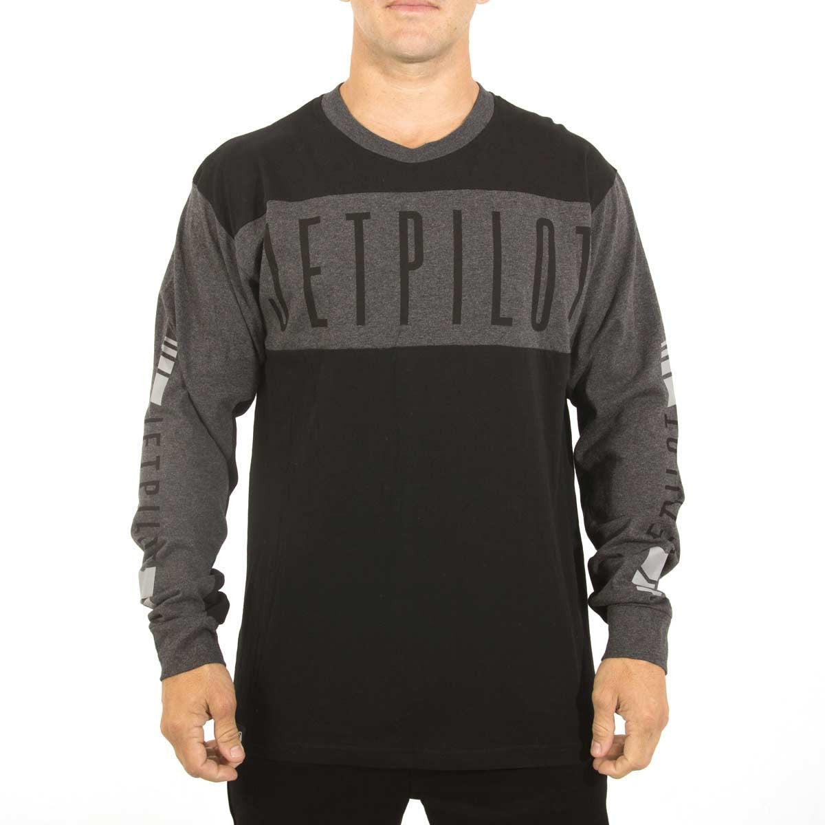 Jetpilot Moto Classic Men's LS Tee Black / Charcoal Long Sleeve Tee   Famous Rock Shop. 517 Hunter Street Newcastle, 2300 NSW. Australia.