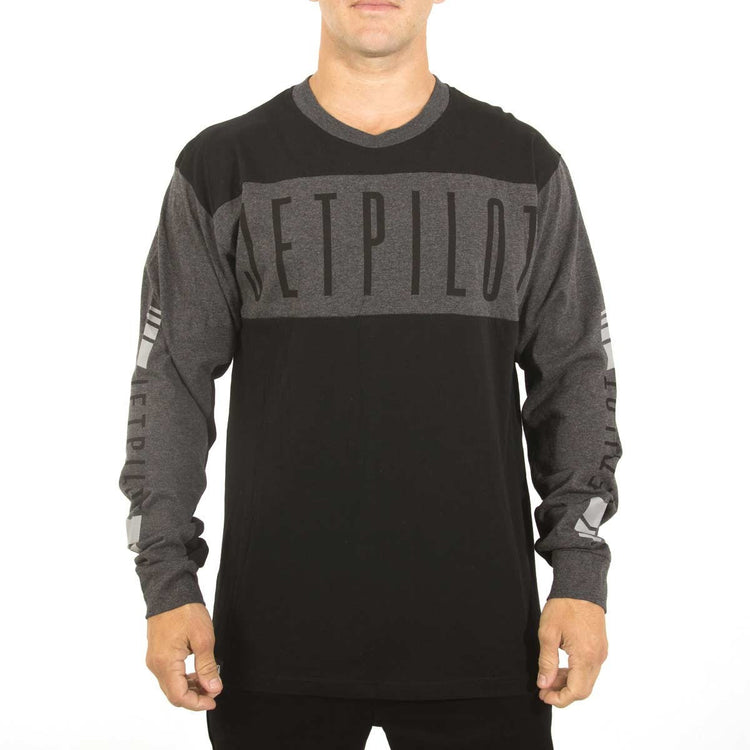 Jetpilot Moto Classic Men's LS Tee Black / Charcoal Long Sleeve Tee   Famous Rock Shop. 517 Hunter Street Newcastle, 2300 NSW. Australia.