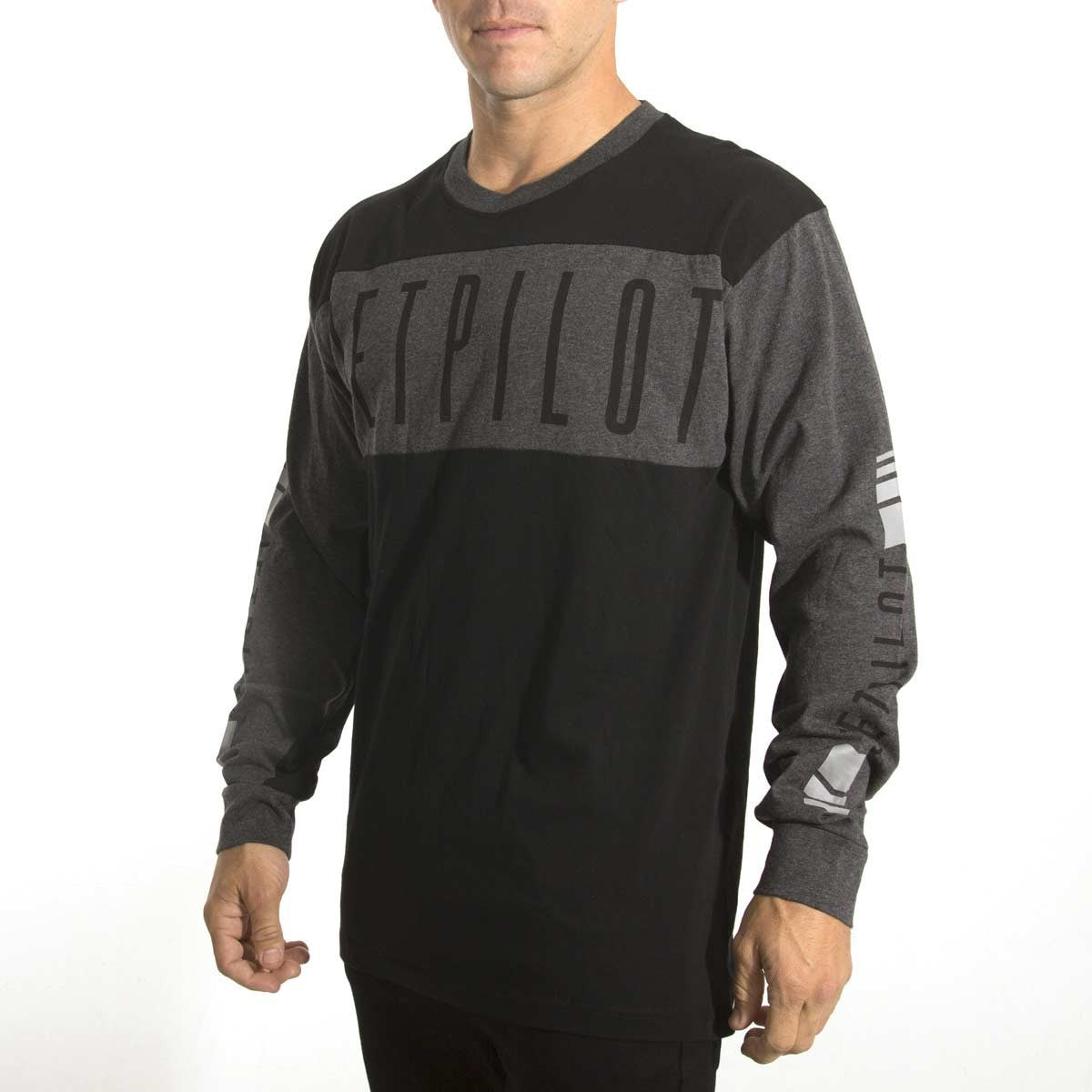 Jetpilot Moto Classic Men's LS Tee Black / Charcoal Long Sleeve Tee   Famous Rock Shop. 517 Hunter Street Newcastle, 2300 NSW. Australia.
