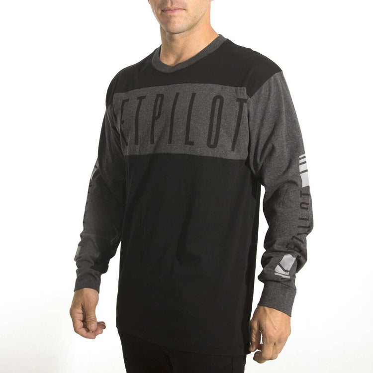Jetpilot Moto Classic Men's LS Tee Black / Charcoal Long Sleeve Tee   Famous Rock Shop. 517 Hunter Street Newcastle, 2300 NSW. Australia.