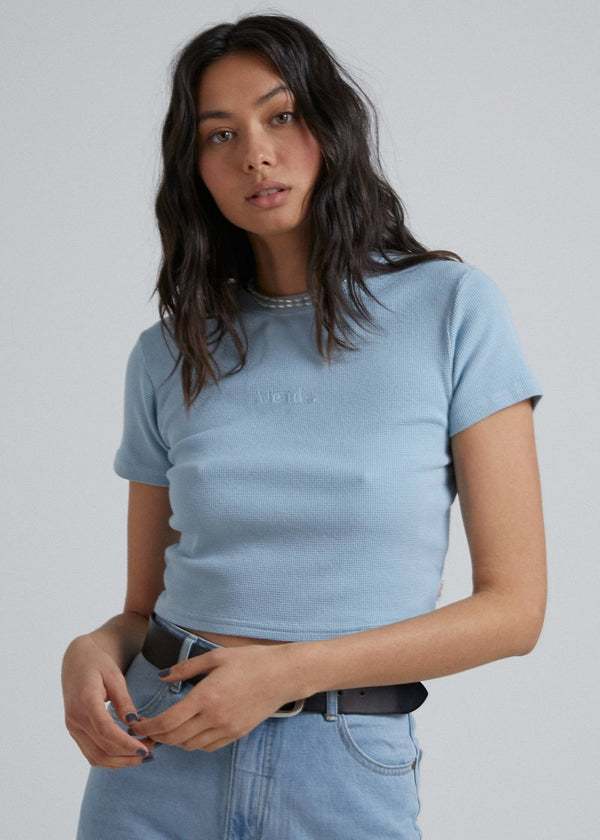 Afends Erin Waffle Fitted Tee Baby Blue