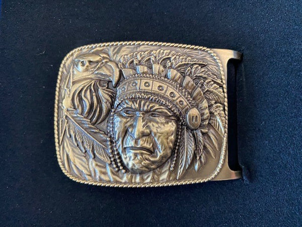  Western Chief Rectangle Solid Brass Belt Buckle