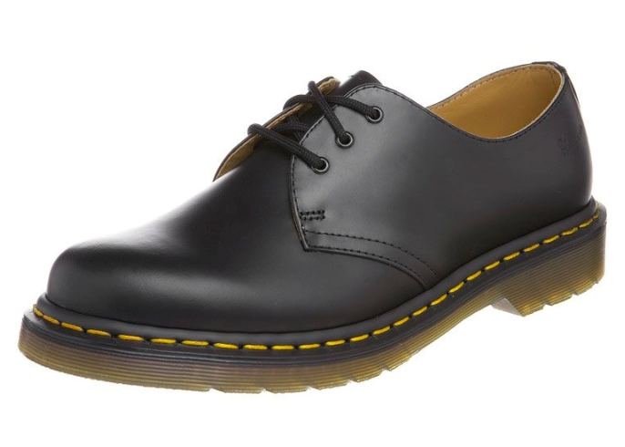 Dr Martens 1461 Black Smooth Leather Yellow Stitch Shoe 1838002