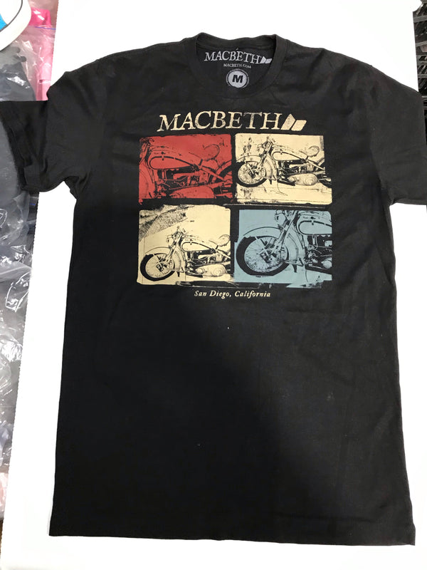 Macbeth San Diego Motorbikes Black Men's Tee