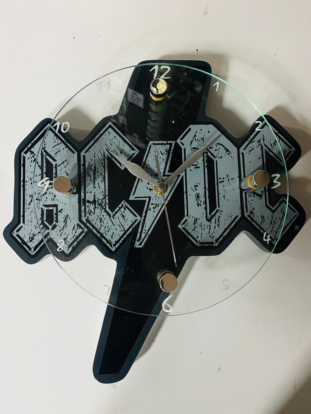 AC/DC Wood and Glass Wall Clock – Famous Rock Shop