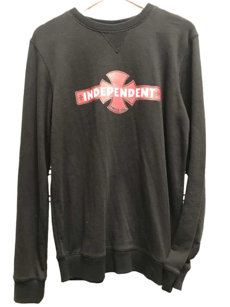 Men's black long-sleeve jumper with 'INDEPENDENT' text logo on the chest.
