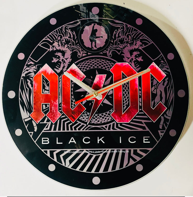AC/DC Clock Wall Glass – Famous Rock Shop
