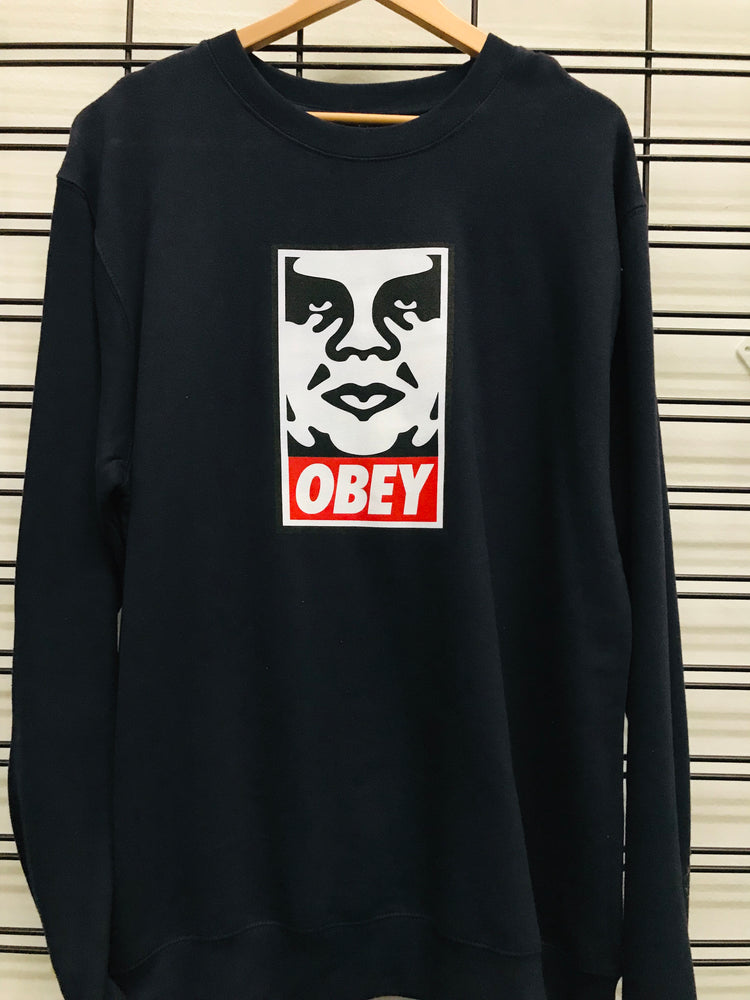 Obey OG Face Crew Men's Dark Denim Jumper